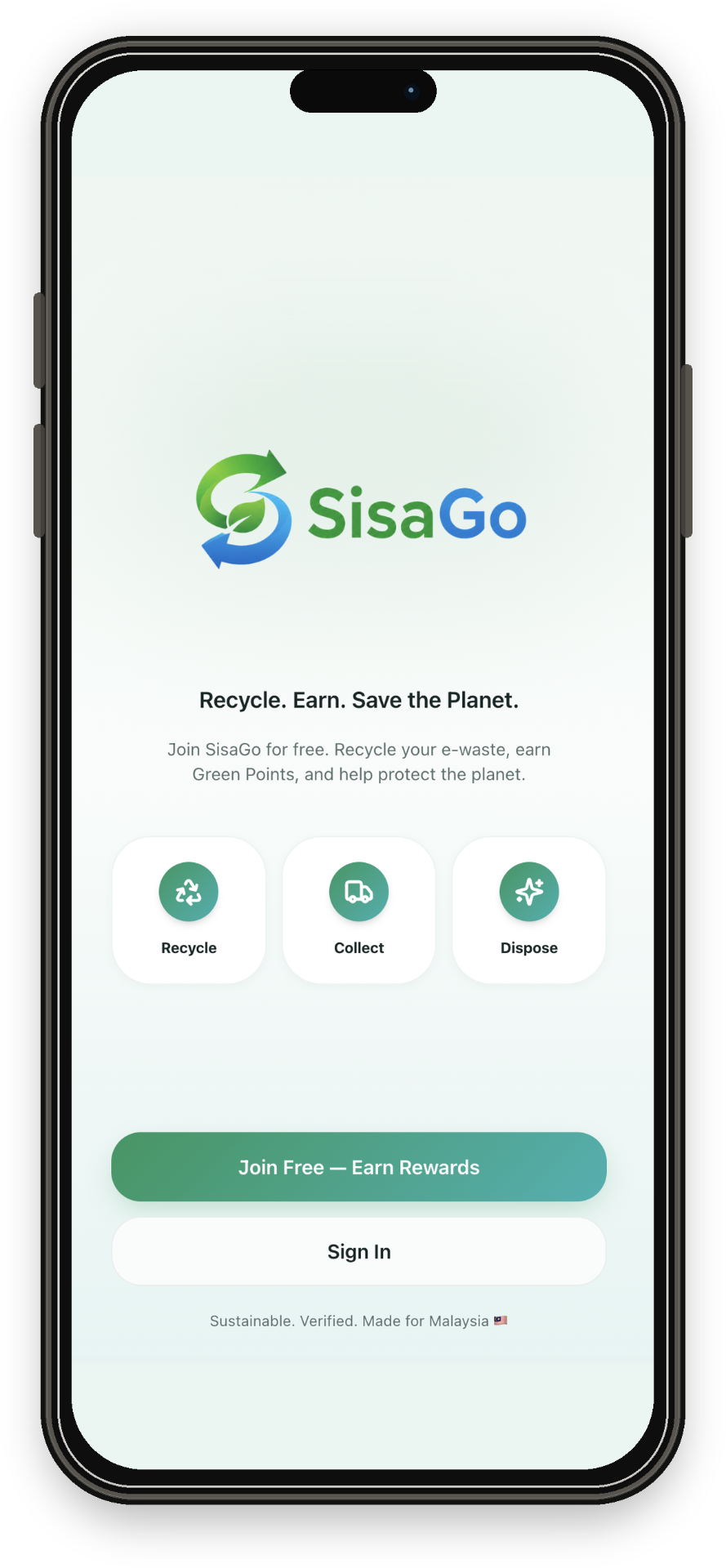 SisaGo app onboarding screen