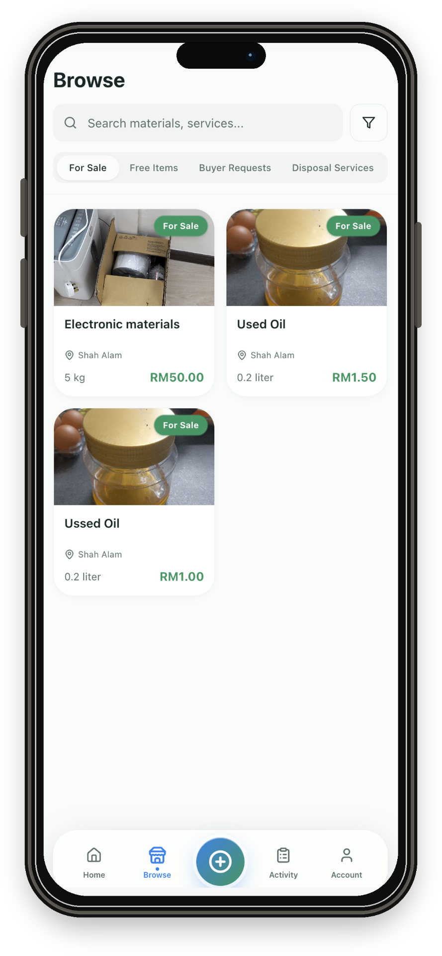 SisaGo browse marketplace